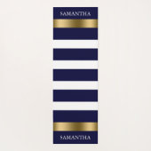 Blau-weiße Streifen Muster Gold Akzente Yogamatte (Rückseite)