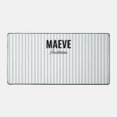 Blau-weiße Streifen personalisiert, modern und ele Schreibtischunterlage (Vorderseite)