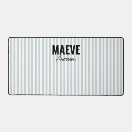 Blau-weiße Streifen personalisiert, modern und ele Schreibtischunterlage (Vorderseite)