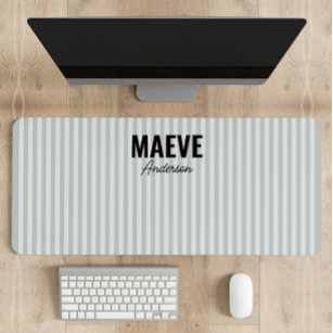 Blau-weiße Streifen personalisiert, modern und ele Schreibtischunterlage