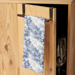 Blau Weiße Toile Blumenmuster Landhausstil Französ Geschirrtuch