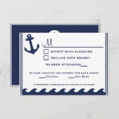 Blau-weiße und blaue Nautische uAwg 2 Menüauswahl RSVP Karte (Vorne/Hinten)