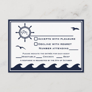 Blau-weiße und blaue UAWG 3 Abendessen Auswahl RSVP Karte