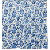 Blau-weiße Vasen-Muster Duschvorhang (Vorderseite)