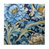 Blau-weiße Vintage-Blumen Fliese (Vorderseite)