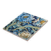 Blau-weiße Vintage-Blumen Fliese (Seite)