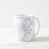 Blau weiße vintage Blumen Kaffeetasse (VorderseiteRechts)
