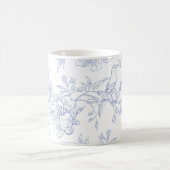 Blau weiße vintage Blumen Kaffeetasse (Mittel)