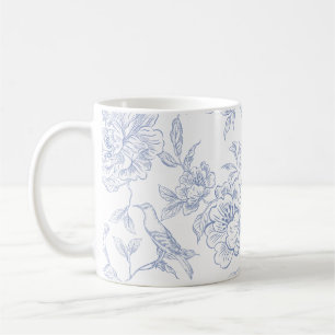 Blau weiße vintage Blumen  Kaffeetasse