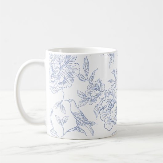 Blau weiße vintage Blumen Kaffeetasse (Links)