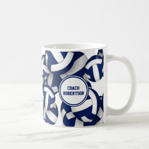 blau weiße Volleyball-Mannschaftsfarben Trainer da Kaffeetasse