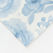 Blau-weiße Wasserfarbe Blumen-Monogramm-Name Fleecedecke (Ecke)