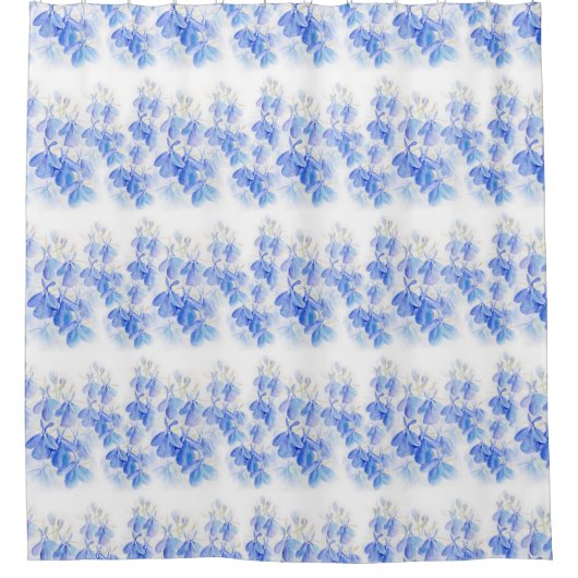 Blau-weiße Wasserfarbe Blütenlobelie Duschvorhang (Vorderseite)
