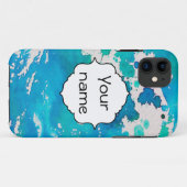 Blau-weiße Wasserfarbenprägung Case-Mate iPhone Hülle (Rückseite (Horizontal))