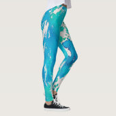 Blau-weiße Wasserfarbenprägung Leggings (Rechts)