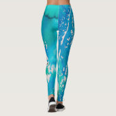 Blau-weiße Wasserfarbenprägung Leggings (Rückseite)