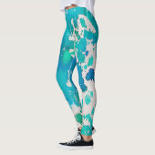 Blau-weiße Wasserfarbenprägung Leggings (Links)