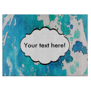 Blau-weiße Wasserfarbenprägung Schneidebrett