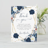 Blau-weiße Winter-Blume in Sweet 16 Dankeskarte (Stehend Vorderseite)