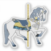 Blau-Weißen Karussellpferd Aufkleber (Vorderseite)