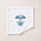 Blau-weißer Anker für Wasserfahrzeuge Badhandtuch Set (Waschlappen)