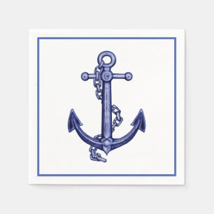 Blau-weißer Anker Serviette