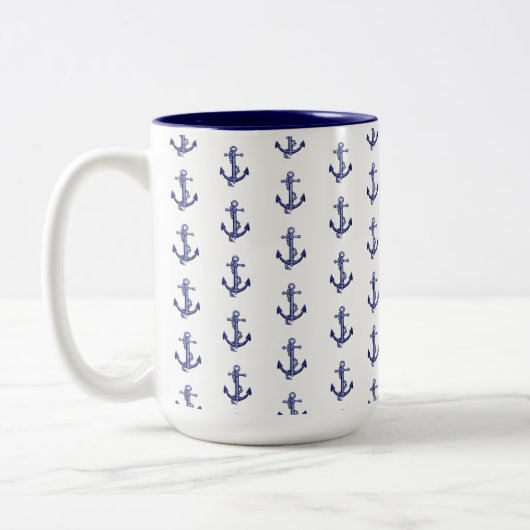 Blau-weißer Anker Zweifarbige Tasse (Links)