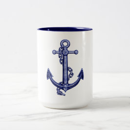 Blau-weißer Anker Zweifarbige Tasse