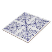 Blau-weißer Barock Rokoko Seashells Muster Fliese (Seite)