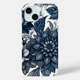 Blau-weißer, bohemianischer Blumenprint Case-Mate iPhone Hülle