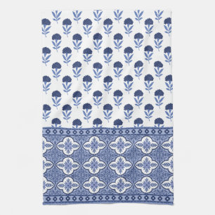 Blau-weißer Boho-Stil-Tea-Towel Geschirrtuch