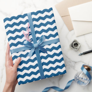 Blau-Weißer Chevron Geschenkpapier