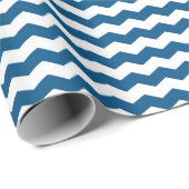 Blau-Weißer Chevron Geschenkpapier (Rolleneckpunkt)