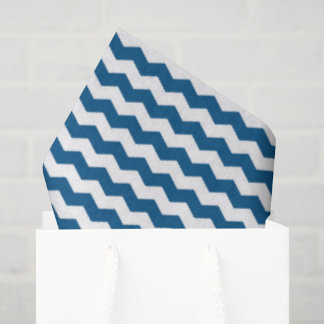 Blau-Weißer Chevron Seidenpapier