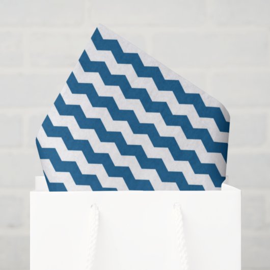 Blau-Weißer Chevron Seidenpapier (Geschenktüte)