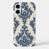 Blau-weißer Damast Case-Mate iPhone Hülle (Rückseite)