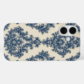 Blau-weißer Damast Case-Mate iPhone Hülle (Rückseite (Horizontal))