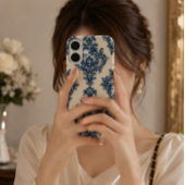 Blau-weißer Damast Case-Mate iPhone Hülle