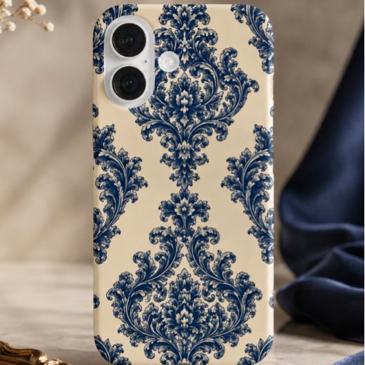 Blau-weißer Damast Case-Mate iPhone Hülle