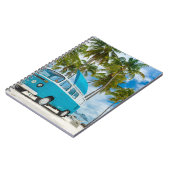 Blau-weißer Lieferwagen am Strand Notizblock (Linke Seite)