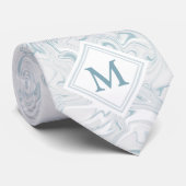Blau-weißer Marmor mit Diamond Monogram Krawatte (Gerollt)