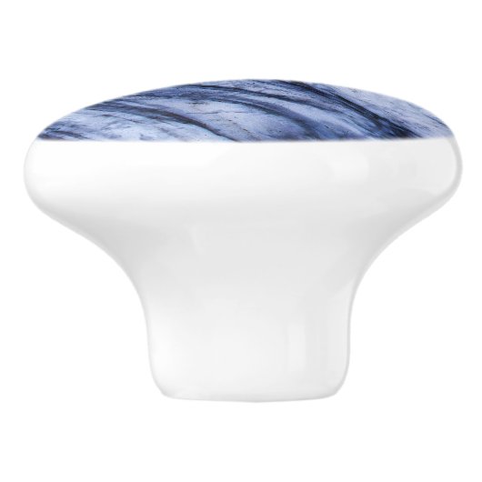 Blau-weißer Marmorstein Swirl Moderner Chic Keramikknauf (Seitenansicht)