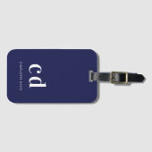 Blau-weißer Name elegant modern Gepäckanhänger (Vorderseite (Horizontal))