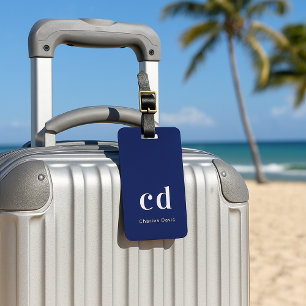 Blau-weißer Name elegant modern Gepäckanhänger