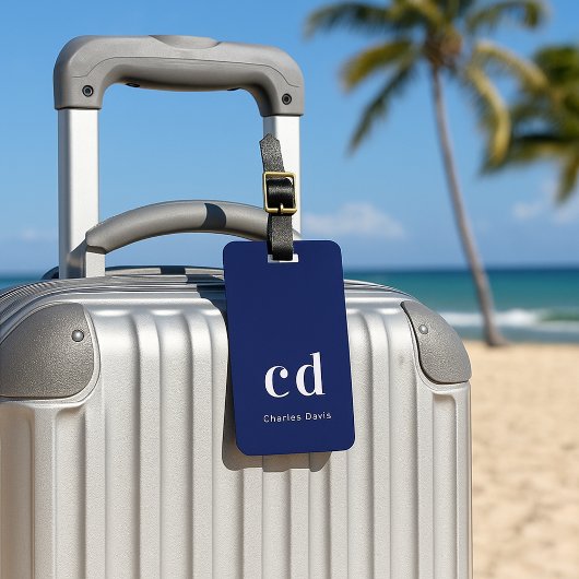 Blau-weißer Name elegant modern Gepäckanhänger
