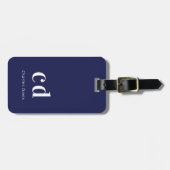 Blau-weißer Name elegant modern Gepäckanhänger (Vorderseite horizontal)