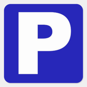 Blau-weißer Parkschild-Aufkleber Quadratischer Aufkleber