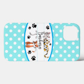 Blau-weißer Punkt, niedliche Kätzchen nach Maß Case-Mate iPhone Hülle (Rückseite (Horizontal))