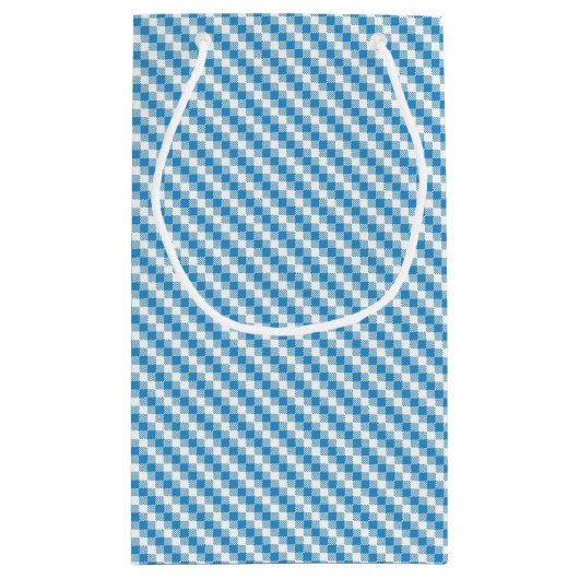 Blau-weißer Quadrathintergrund Kleine Geschenktüte (Rückseite)