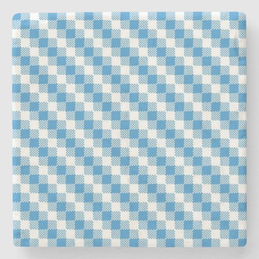 Blau-weißer Quadrathintergrund Steinuntersetzer (Vorderseite)
